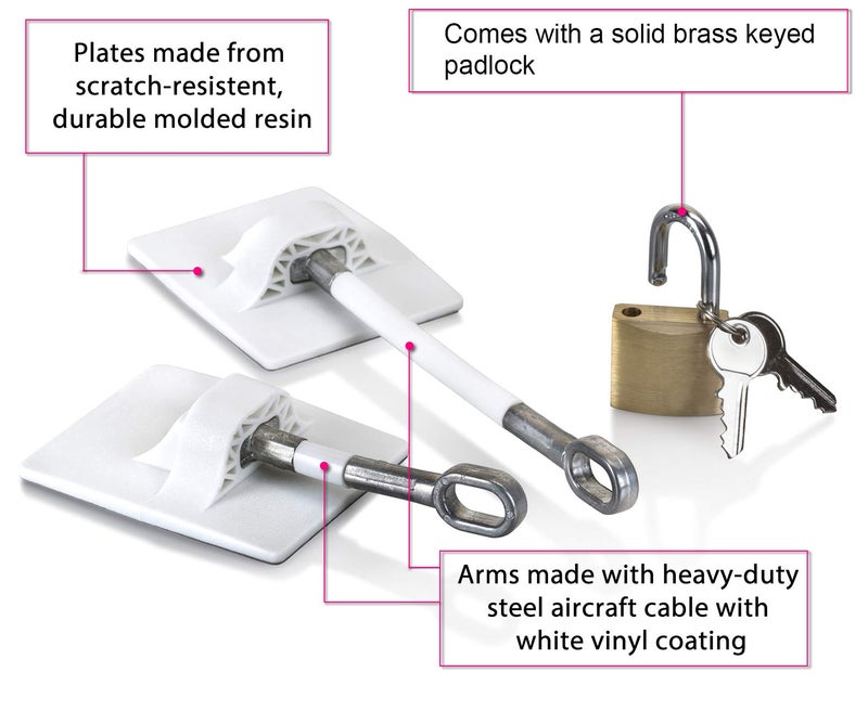 Guardianite Refrigerator Door Lock with Padlock - White - Image 2